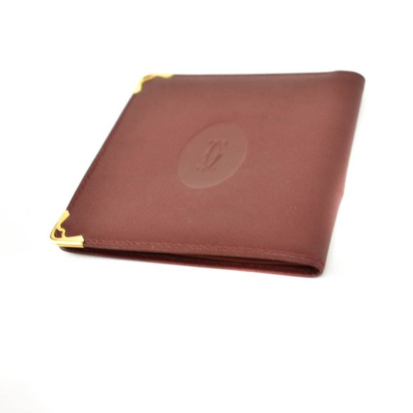 CARTIER: Burgundy, Leather Double C Logo Wallet pm - Picture 5 of 10
